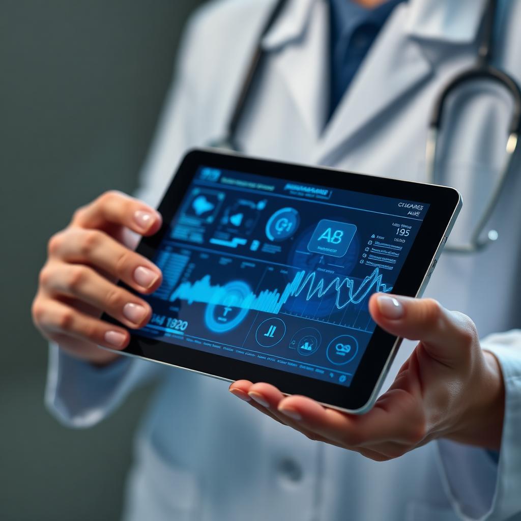 Clinician using an AI-powered diagnostic platform